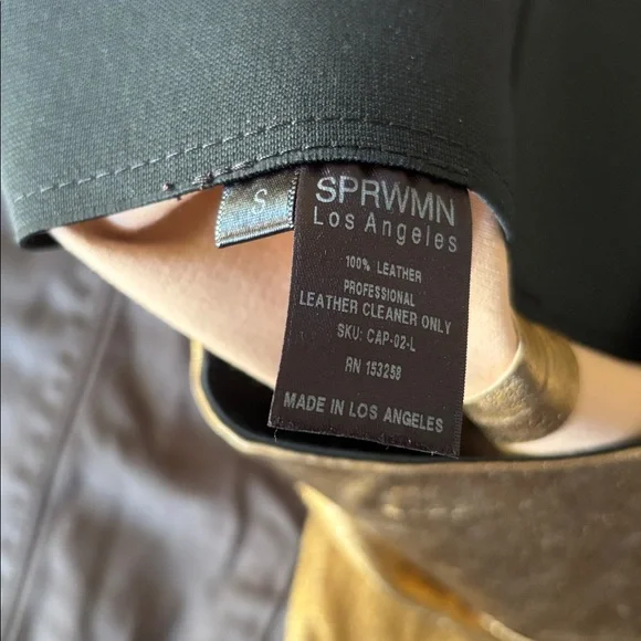 NEW SPRWMN Gold Leather Leggings Size S 25”
